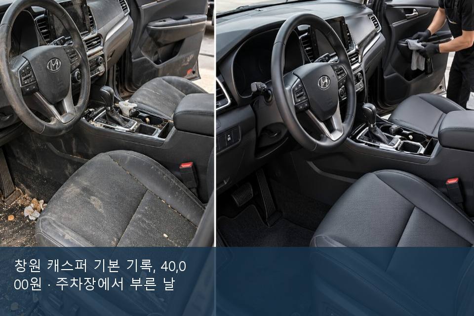 창원 캐스퍼 기본 기록, 40,000원 · 주차장에서 부른 날
