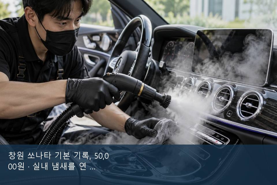 창원 쏘나타 기본 기록, 50,000원 · 실내 냄새를 연 기록
